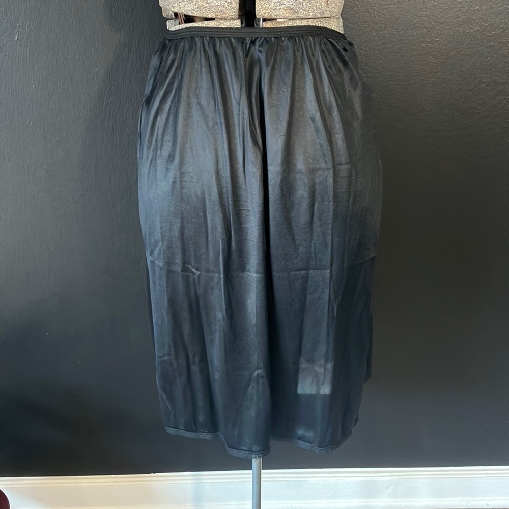 Vintage Dixie Belle Black Nylon Half Slip Midi Skirt Size Medium 1970s - 80s
